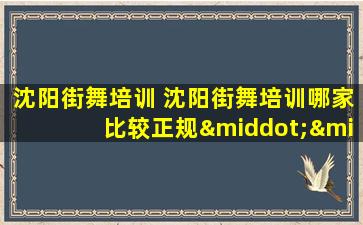 沈阳街舞培训 沈阳街舞培训哪家比较正规···